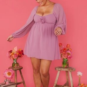 NWT Show Me Your Mumu Becca Babydoll‎ Dress Antique Rose Chiffon Dusty Rose